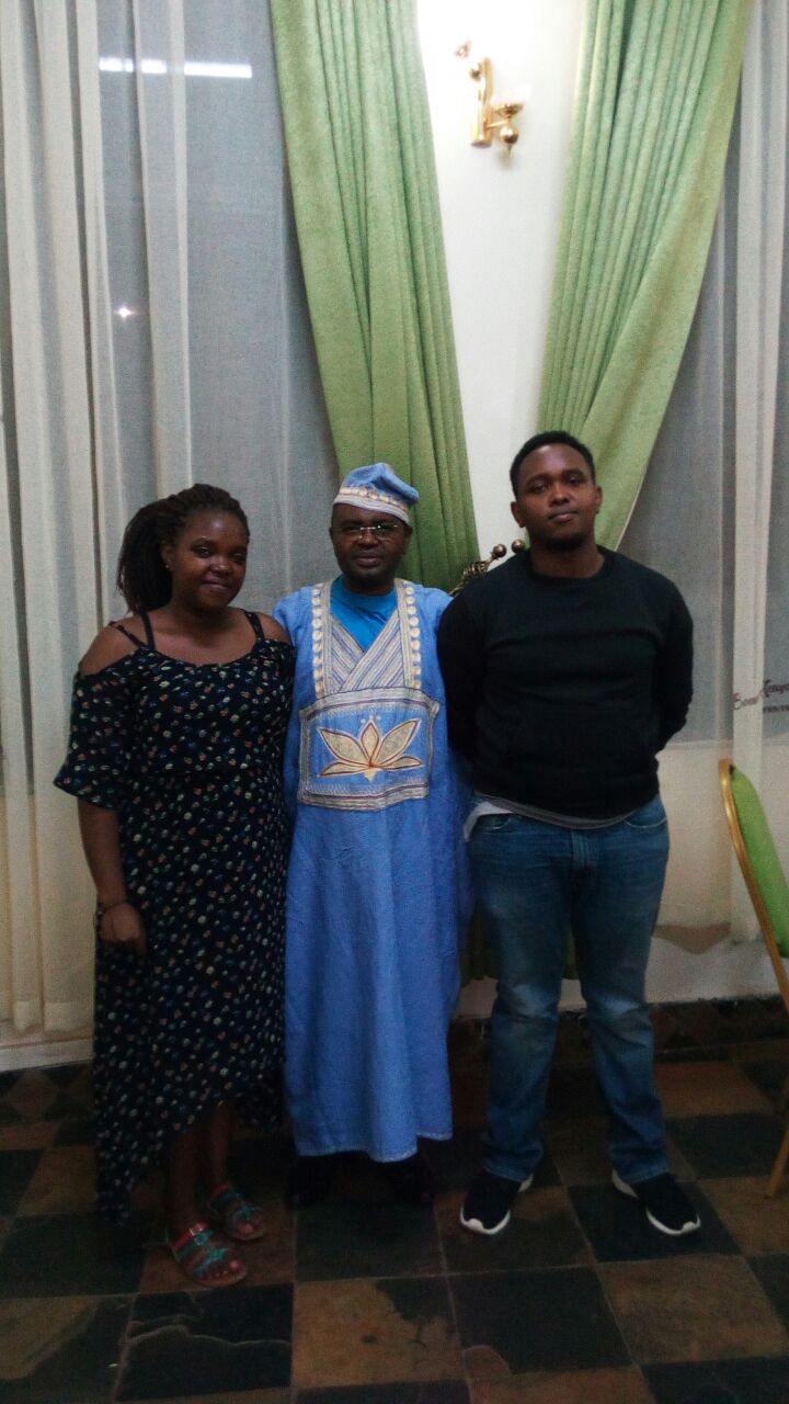 Dr. Ndolo(Middle), with daughter Natalie & Son Paul Mwinzi, after Dinner at Bomas (2016)